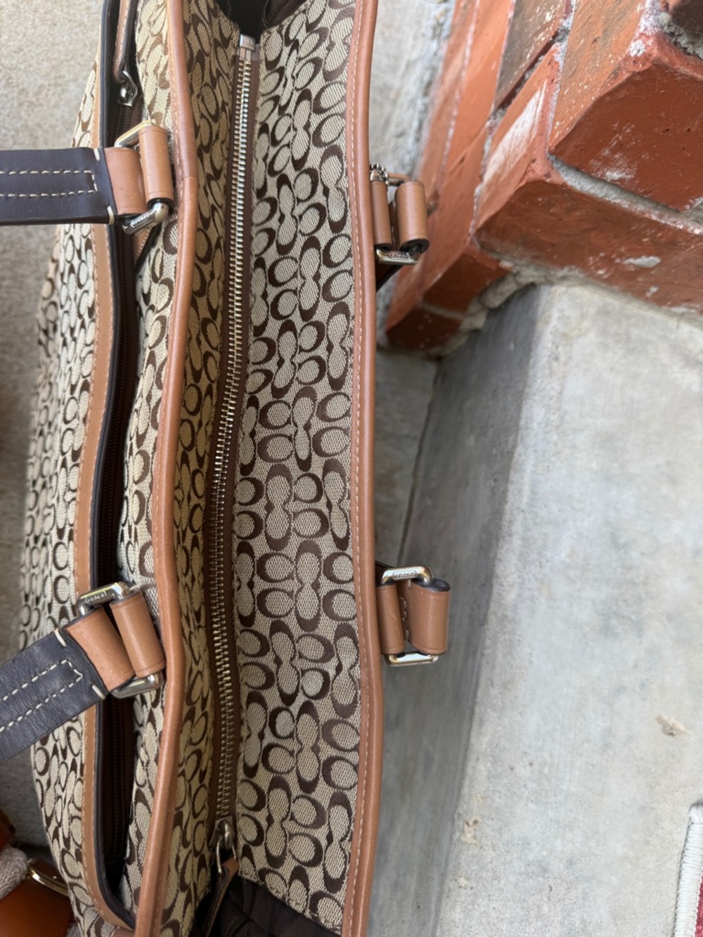 Coach Signature of Print Tote Bag in Tan and Brown - Picture 13 of 13